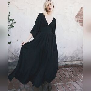 Free People Dixie Maxi Dress Black Xl Extra Large NWT